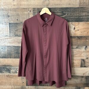 ADAY Something Cool Button Down Merlot Small Like New Minimalist Shirt
